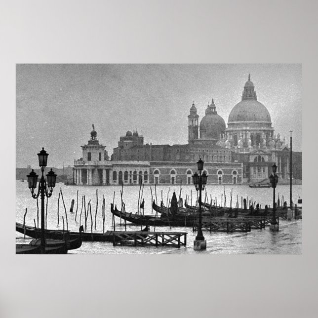 Black White Grand Canal Venice Italien Travel Post Poster (Framsidan)