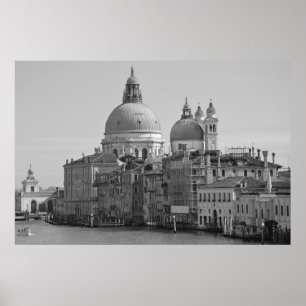 Black White Grand Canal Venice Italien Travel Poster