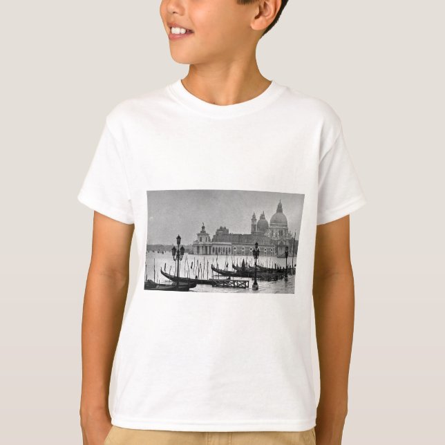 Black White Grand Canal Venice Italien Travel T Shirt (Framsida)