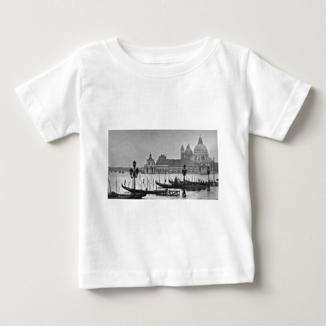 Black White Grand Canal Venice Italien Travel Tee Shirt (Framsida)