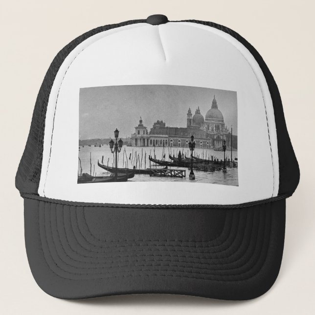 Black White Grand Canal Venice Italien Travel Truckerkeps (Framsida)