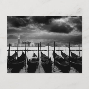 Black White Grand Canal Venice Italien Travel Vykort