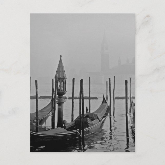 Black White Grand Canal Venice Italien Travel Vykort (Framsida)