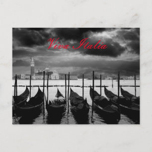 Black White Grand Canal Venice Viva Italien Travel Vykort