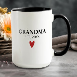 Black White Grandma Birth Announcement Mugg