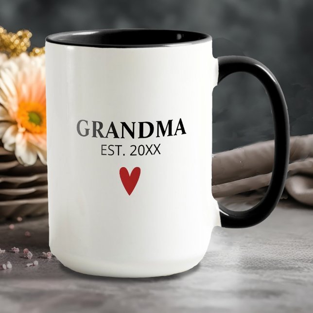 Black White Grandma Birth Announcement Mugg (Skapare uppladdad)