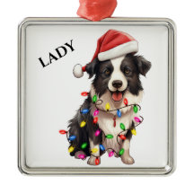 BLACK WHITE GRÄNS COLLIE CHRISTMAS LJUS