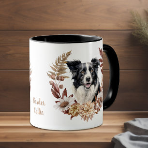 Black White Gräns Collie Hund Autumn Wandeans Mugg