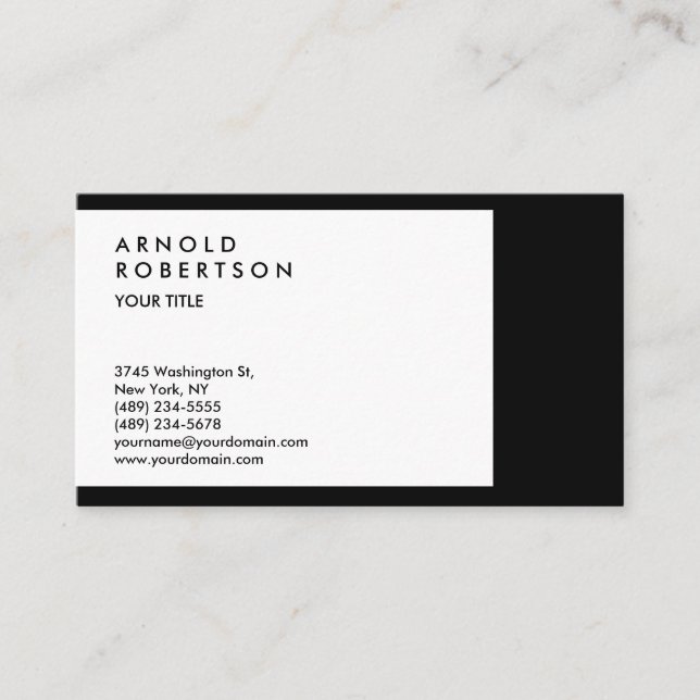 Black White Gräns Professionell Affärskort Visitkort (Framsida)