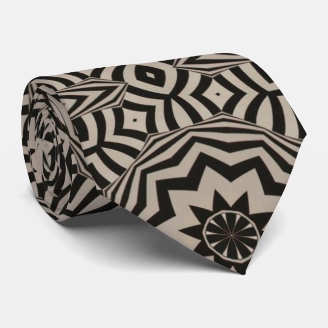 Black White Graphic Art Deco Mönster Tie Necktie Slips (Rullad)
