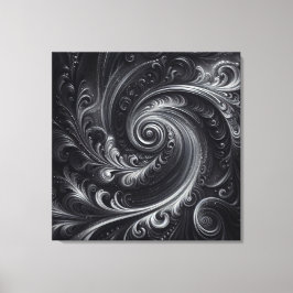 Black White Grått Abstrakt Modern Simple Swirl Canvastryck
