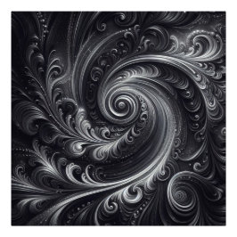 Black White Grått Abstrakt Modern Simple Swirl Fototryck
