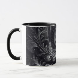 Black White Grått Abstrakt Modern Simple Swirl Mugg