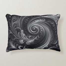 Black White Grått Abstrakt Modern Simple Swirl Prydnadskudde