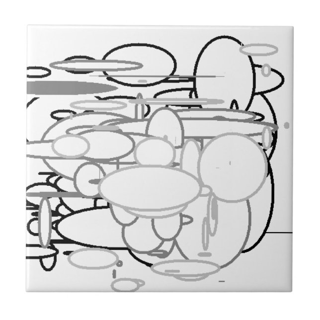 Black White Grått Circles, Digital Art by Kids :) Kakelplatta (Framsidan)