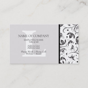 Black White Grått Grått Designer Monogrammed Dam Visitkort