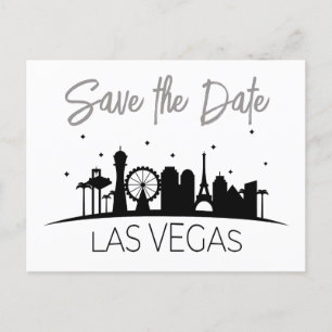 Black White Grått Las Vegas Bröllop spara datum Meddelande Vykort