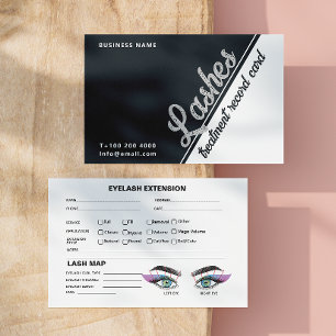 Black White Grått Lash Client Extension Karta Visitkort