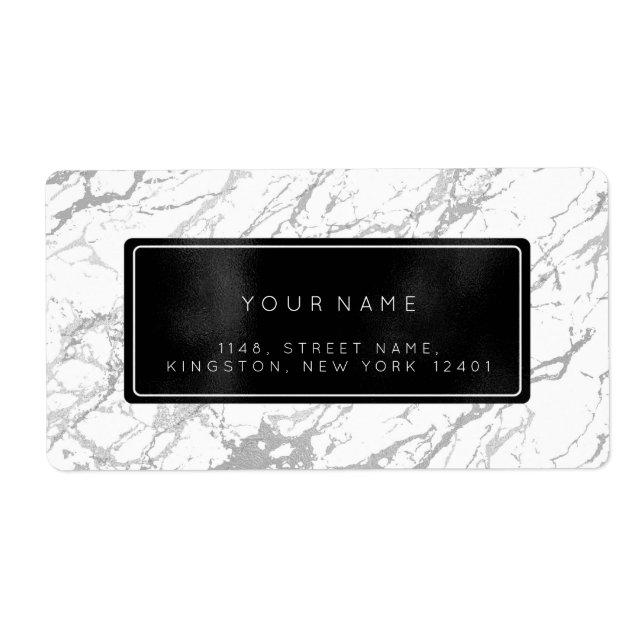 Black White Grått Marble Returetiketters Fraktsedel (Framsidan)