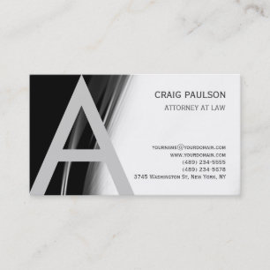 Black White Grått Monogram Attorney Affärskort Visitkort