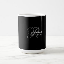 Black White Grått Monogram Kaffemugg