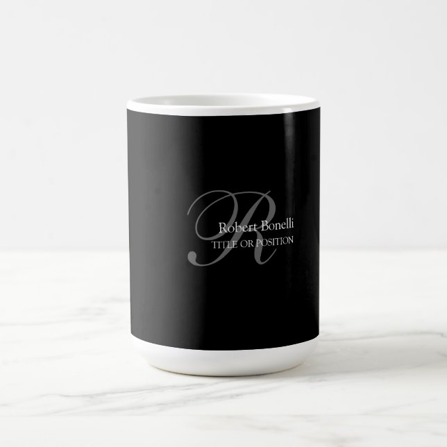 Black White Grått Monogram Kaffemugg (Center)