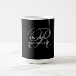 Black White Grått Monogram - minimalistisk modern Kaffemugg