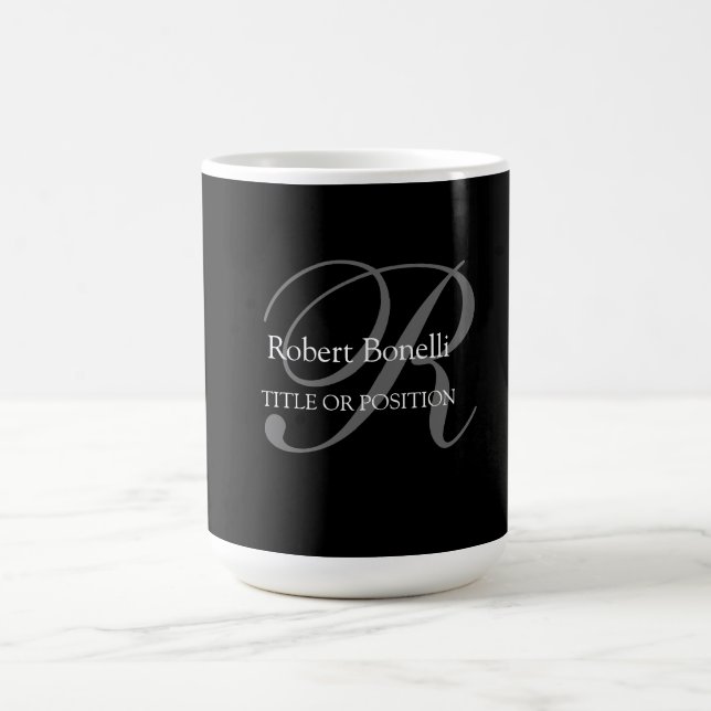 Black White Grått Monogram - minimalistisk modern Kaffemugg (Center)