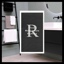 Black White Grått Namn Monogram Papper Guest Towel Pappersservett