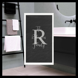 Black White Grått Namn Monogram Papper Guest Towel Pappersservett