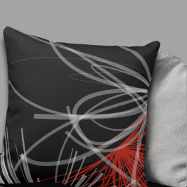 Black White Grått och Red Abstract Design Kudde