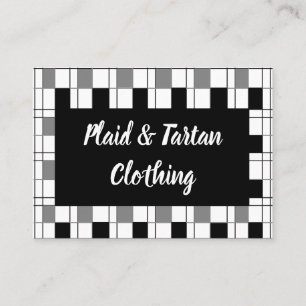 Black White Grått Play Tartan Checkered Mönster Visitkort
