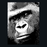 Black White Grått Pop Art Gorilla Porträtt Poster<br><div class="desc">Digital Computer Animal Art - College Pop Art - Vild Animal Computer Bilder</div>