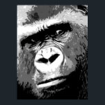 Black White Grått Pop Art Gorilla Porträtt Poster<br><div class="desc">Digital Computer Animal Art - College Pop Art - Vild Animal Computer Bilder</div>