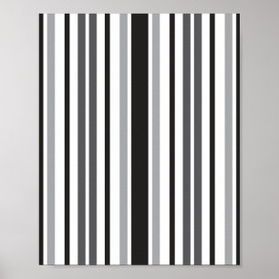 Black White Grått Rand Mönster Poster