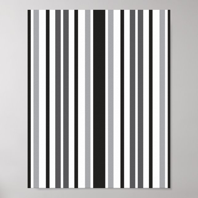Black White Grått Rand Mönster Poster (Framsidan)