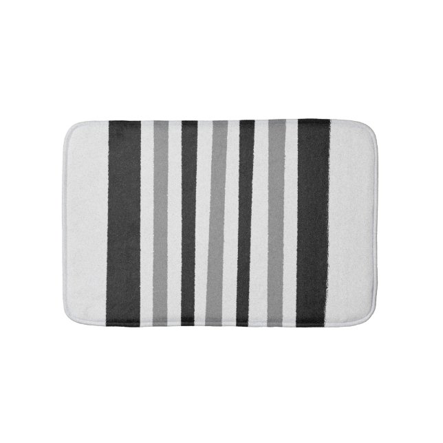 Black White Grått Stripe Mönster Badrumsmatta (Framsidan)