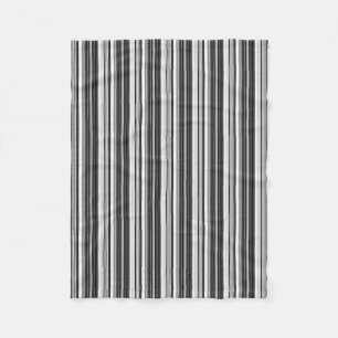 Black White Grått Stripe Mönster Fleecefilt