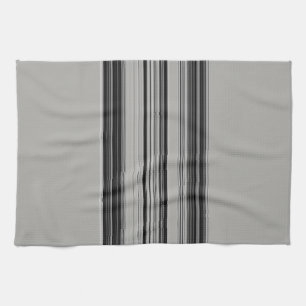 Black White Grått Stripe Mönster Kökshandduk