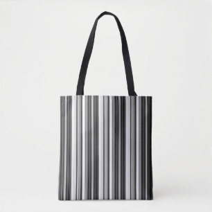 Black White Grått Stripe Mönster Tygkasse