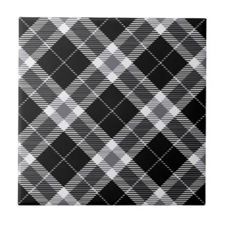 Black White & Grått Tartan Play Kakelplatta