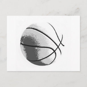 Black White Grått Trendig Pop Art Basketball Vykort