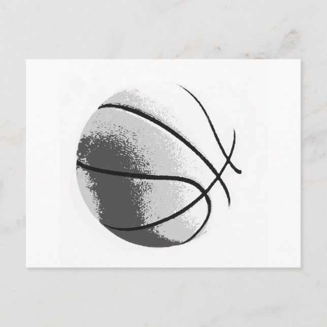 Black White Grått Trendig Pop Art Basketball Vykort (Framsida)