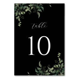 Black White Greenery Botanical Watercolor Bröllop Bordsnummer