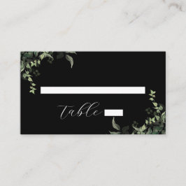 Black White Greenery Botanical Watercolor Bröllop Placeringskort