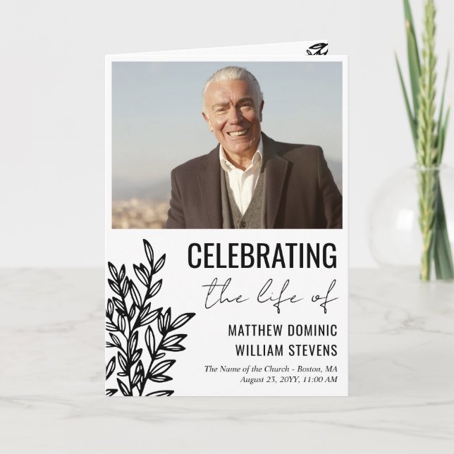 Black White Greenery Photo som firar livet för Program (Framsida)