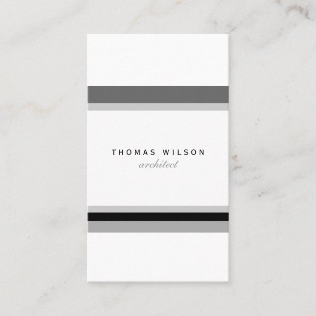 Black white grey stripes minimal modern chic card visitkort (Framsida)