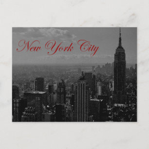 Black White Greyscale New York City Postcard Vykort