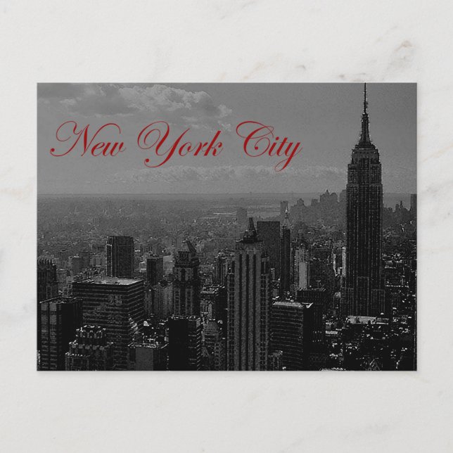 Black White Greyscale New York City Postcard Vykort (Framsida)