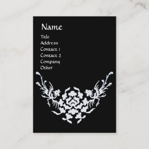 BLACK WHITE GRIFFINS BLOMMIGT FANTASY MONOGRAM VISITKORT